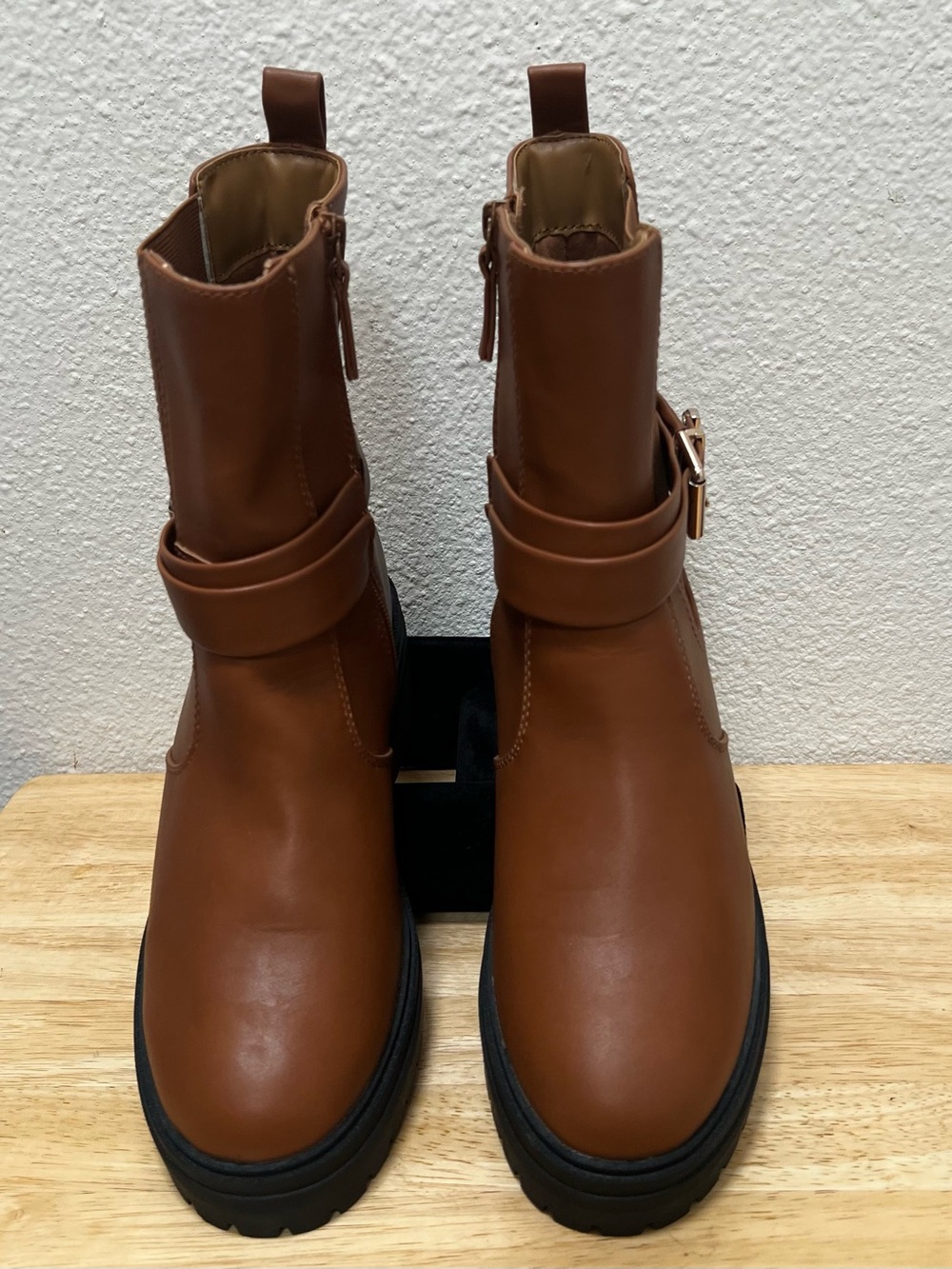 Falls Creek Women's Bailey Cognac Fashion Combat Boot with Buckle
10